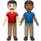 Men Holding Hands: Light Skin Tone, Medium-Dark Skin Tone emoji on iPhone