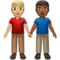 Pria Bergandengan Tangan: Warna Kulit Sedang-Terang, Warna Kulit Sedang-Gelap emoji di iPhone (iOS 14.5)