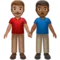 Men Holding Hands: Medium Skin Tone, Medium-Dark Skin Tone emoji on Apple iOS 14.2