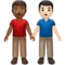 牵手的男士：中等至深色肤色，浅色肤色 iPhone 上的表情符号 (iOS 14.2)