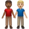 牵手的男士：中等偏深肤色，中等偏浅肤色 iPhone 上的表情符号 (iOS 14.2)