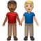 Pria Bergandengan Tangan: Warna Kulit Sedang-Gelap, Warna Kulit Sedang-Terang emoji di iPhone (iOS 14.5)