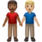 Men Holding Hands: Medium-Dark Skin Tone, Medium-Light Skin Tone emoji on iPhone