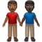牵手的男士：中等至深色肤色，深色肤色 iPhone 上的表情符号 (iOS 14.2)
