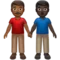 牵手的男士：中等至深色肤色，深色肤色 iPhone 上的表情符号 (iOS 16.4)