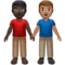 Men Holding Hands: Dark Skin Tone, Medium Skin Tone emoji on Apple iOS 17.4