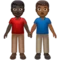牵手的男士：深色肤色，中深色肤色 iPhone 上的表情符号 (iOS 16.4)