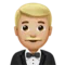 Man in Tuxedo: Medium-Light Skin Tone emoji on iPhone