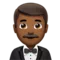 身着燕尾服的男士：中等偏深肤色 iPhone 上的表情符号 (iOS 16.4)