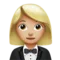Woman in Tuxedo: Medium-Light Skin Tone emoji on iPhone