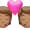 Kiss: Medium Skin Tone emoji on iPhone (iOS 14.6)