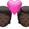 Ciuman: Warna Kulit Gelap emoji di iPhone (iOS 14.5)