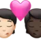 ️ Kiss: Person, Person, Light Skin Tone, Dark Skin Tone emoji on Apple iOS 15.4