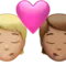 Kiss: Person, Person, Medium-Light Skin Tone, Medium Skin Tone emoji on iPhone