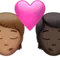 ️ Kiss: Person, Person, Medium Skin Tone, Dark Skin Tone emoji on Apple iOS 14.5