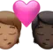 Kiss: Person, Person, Medium Skin Tone, Dark Skin Tone emoji on iPhone
