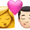 ️ Kiss - Woman: No Skin Tone, Man: Light Skin Tone emoji on Apple iOS 17.4