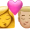 Ciuman - Wanita: Tanpa Warna Kulit, Pria: Warna Kulit Sedang-Terang emoji di iPhone (iOS 14.5)