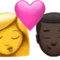 ️ Kiss - Woman: No Skin Tone, Man: Dark Skin Tone emoji on Apple iOS 16.4