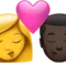 ️ Kiss - Woman: No Skin Tone, Man: Dark Skin Tone emoji on Apple iOS 17.4