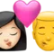 ️ Kiss - Woman: Light Skin Tone, Man: No Skin Tone emoji on Apple iOS 14.6