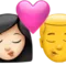 ️ Kiss - Woman: Light Skin Tone, Man: No Skin Tone emoji on Apple iOS 17.4