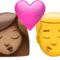 Kiss - Woman: Medium Skin Tone, Man: No Skin Tone emoji on iPhone (iOS 14.6)