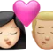 Kiss: Woman, Man, Light Skin Tone, Medium-Light Skin Tone emoji on iPhone