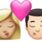 吻：女性、男性、中等至浅肤色、浅肤色 iPhone 上的表情符号 (iOS 16.4)