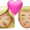 Kiss: Woman, Man, Medium-Light Skin Tone emoji on iPhone