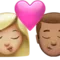 ️ Kiss: Woman, Man, Medium-Light Skin Tone, Medium Skin Tone emoji on Apple iOS 15.4