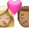 Kiss: Woman, Man, Medium-Light Skin Tone, Medium Skin Tone emoji on iPhone