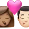 Kiss: Woman, Man, Medium Skin Tone, Light Skin Tone emoji on iPhone (iOS 14.6)