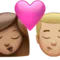 ️ Kiss: Woman, Man, Medium Skin Tone, Medium-Light Skin Tone emoji on Apple iOS 15.4