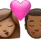 Kiss: Woman, Man, Medium Skin Tone, Medium-Dark Skin Tone emoji on iPhone