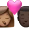 吻：女性、男性、中等肤色、深色肤色 iPhone 上的表情符号 (iOS 16.4)