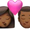 Kiss: Woman, Man, Medium-Dark Skin Tone emoji on iPhone (iOS 14.6)