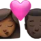 ️ Kiss: Woman, Man, Medium-Dark Skin Tone, Dark Skin Tone emoji on Apple iOS 16.4