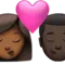 Kiss: Woman, Man, Medium-Dark Skin Tone, Dark Skin Tone emoji on iPhone