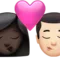 ️ Kiss: Woman, Man, Dark Skin Tone, Light Skin Tone emoji on Apple iOS 15.4