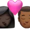 ️ Kiss: Woman, Man, Dark Skin Tone, Medium-Dark Skin Tone emoji on Apple iOS 16.4