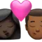 ️ Kiss: Woman, Man, Dark Skin Tone, Medium-Dark Skin Tone emoji on Apple iOS 17.4