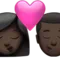 ️ Kiss: Woman, Man, Dark Skin Tone emoji on Apple iOS 17.4