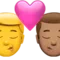 ️ Kiss - Man: No Skin Tone, Man: Medium Skin Tone emoji on Apple iOS 14.6