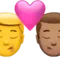 ️ Kiss - Man: No Skin Tone, Man: Medium Skin Tone emoji on Apple iOS 17.4