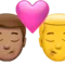 Kiss - Man: Medium Skin Tone, Man: No Skin Tone emoji on iPhone