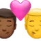 Kiss - Man: Medium-Dark Skin Tone, Man: No Skin Tone emoji on iPhone (iOS 14.6)