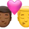 Kiss - Man: Medium-Dark Skin Tone, Man: No Skin Tone emoji on iPhone