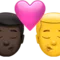 Kiss - Man: Dark Skin Tone, Man: No Skin Tone emoji on iPhone (iOS 14.6)