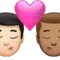 Kiss: Man, Man, Light Skin Tone, Medium Skin Tone emoji on iPhone